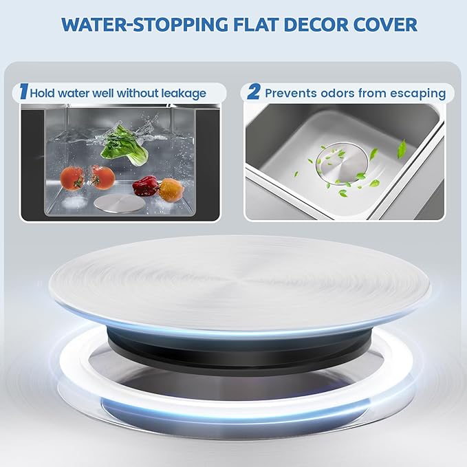 BOTEMY 3-1/2 Inch Extended Garbage Disposal Flange with Deep Strainer and Sink Stopper Flat Cover Kitchen Sink Flange Kit (Brushed)