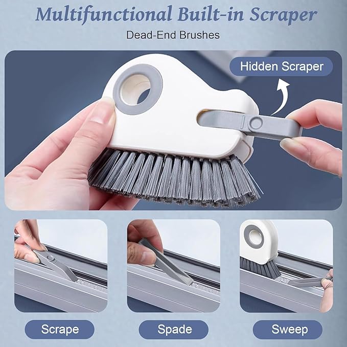 2 in 1 Groove Cleaning Brush Window Track Cleaning Tools, Multifunction Grout Cleaner Tool Grip Brush Hard Bristle Crevice Cleaning Brush for Sliding Door Track, Window Sill, Window Seal