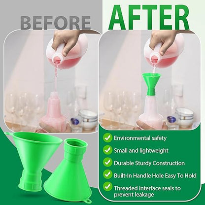 Threaded Funnel Easy Fill Funnel, Twist On Empty Spray Bottle Refill Adapter Fit for Various Size Bottles Home, Car Detailing Cleaning Supply, 30% Vinegar, Kitchen, Bath, Essential Oils(24mm+28mm)