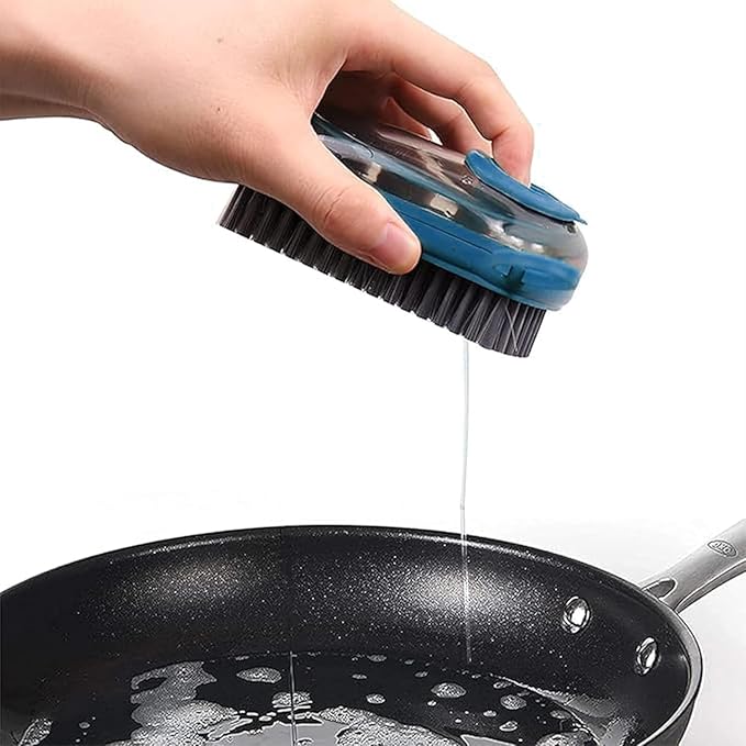 Cleaning Brush with Soap Dispenser for Kitchen, Sink, Dish Washer with Stand|Multi-Functional Cloth Brush for Washing Clothes Kitchen Dish Cleaning with Liquid Dispenser (DishBrush+ClothBrush)