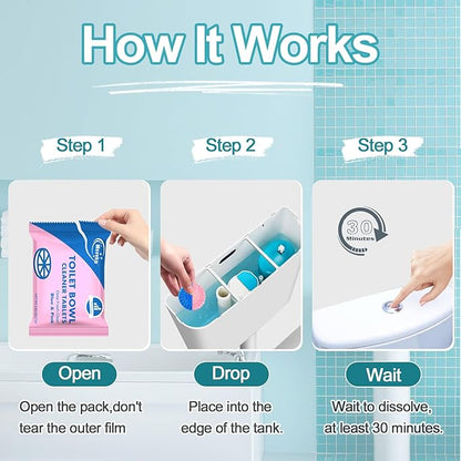 Toilet Bowl Cleaner Tablets 40 Packs, Two Colors Toilet Bowl Cleaners with Sustained-Release Technology, Keep Bathroom Toilet Stain Free and Prevent Limescale Buildup, 106oz