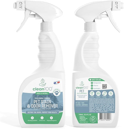 Dog Bed Deodorizer Spray Cleaner - Pet Urine Odor Remover & Stain Eliminator | 100% Natural No Enzymes Pet Stain, Dog Urine, Cat Urine Carpet Cleaner | Poop Smell & Pee Odor Eliminator