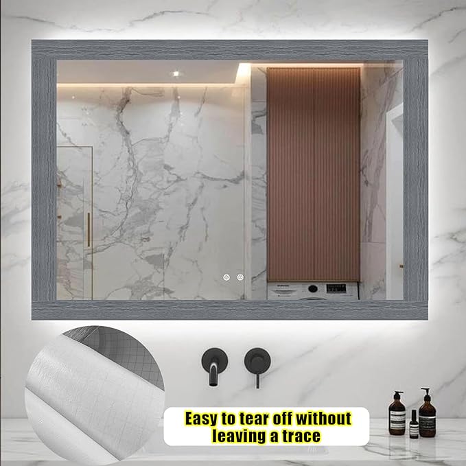 Teemall 10M Black Wood Grain Removable PVC Waterproof Border Wall Decor Removable Self Adhesive Kitchen Bathroom Tiles Sticker Wallpaper 4.2x390 (Dark Gray, 2" x 390")