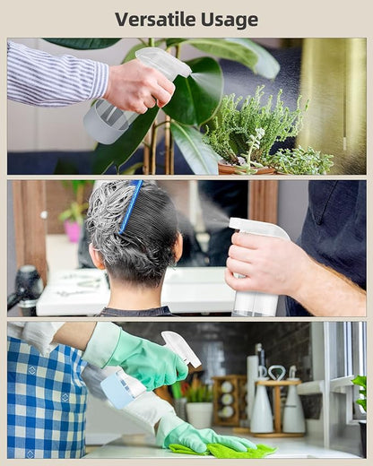 4 Pack Glass Spray Bottles 8 oz, Empty Refillable Containers with Silicone Sleeve Protection, Glass Spray Bottles for Cleaning Solutions, Hair and Plants with Adjustable Nozzles Blue+White+Purple+Grey