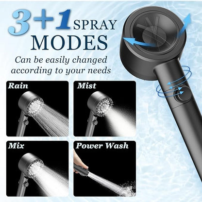 FEELSO Filtered Shower Head with Handheld, High Pressure 4 Spray Showerhead with Filters & Upgraded Anti-clog Nozzles for Hard Water -Remove Chlorine, Reduce Dry Itchy Skin -ON/OFF Switch for Pet Bath