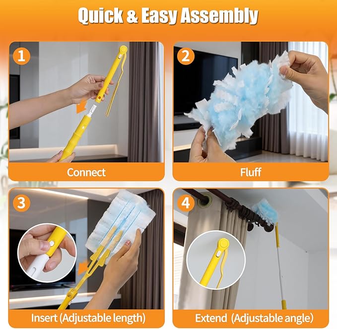 80 Count Duster Refills Compatible with Swiffer Duster, 180° Disposable Multi-Surface Microfiber Cleaning Dusters, Unscented