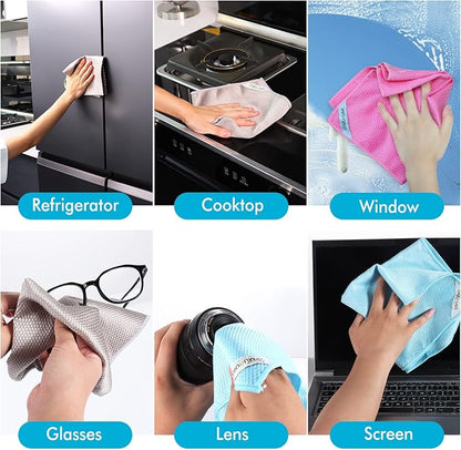 Easy Clean Fish Scale Nanoscale Dish Cloths,Streak Free Miracle Microfiber Cleaning Cloths for Kitchen,Counter,Washing Dish,Window,Mirror,Glass Lint Free Polishing Rag,All-Purpose,Reusable,Pack of 24