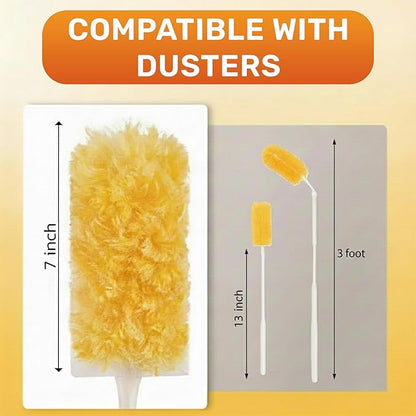 60 Pack Heavy Duty Duster Refills with Extendable 3FT Handle, Multi Surface 360 Disposable Dusters Kit for Cleaning Furniture, Blinds, Ceiling Fan & Electronics