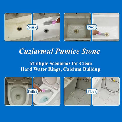 Pumice Stone Toilet Bowl Cleaner with Handle, Pumice Sticks Pumice Scouring Pad Powerfully Remove Hard Water Ring, Calcium Buildup, Cleaning Pool, Toilet, Kitchen Sink, Grill, Bathtubs, 5 Pack Pink