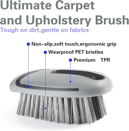 Carpet and Upholstery Cleaning Brush,Carpet Scrubber Stiff Bristle Detailing Scrub Brushes,Interior Leather Brush for Car and Home (2Pcs, Gray)