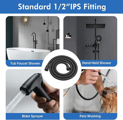 RUMOSE 69 inches Shower Hose Shower Head Extension Hose Extra Long Stainless Steel Shower Tube Attachment Flexible Handheld Shower Sprayer Hose, Matte Black