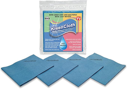 Reusable Antibacterial Cleaning Cloths – Removes 99.99% of Bacteria with Just Water | Silver-Embedded, Chemical, Odor, Streak & Scratch-Free for All Surfaces | 4 Pack