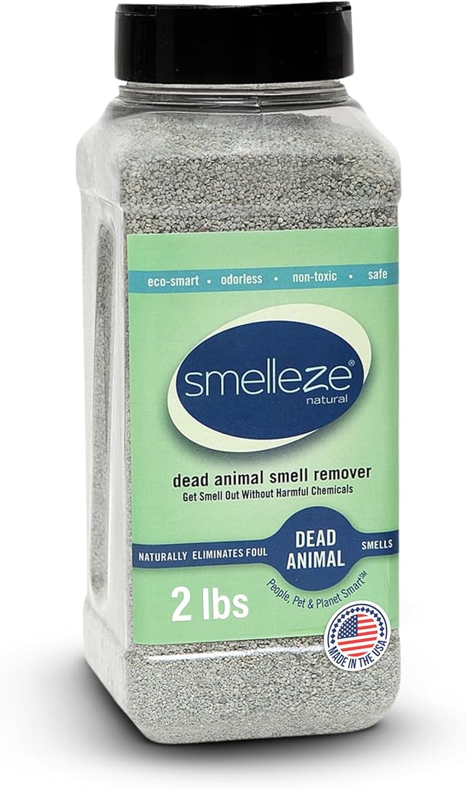 SMELLEZE Natural Dead Animal Odor Removal 2 lbs Granules: Eliminate Dead Rat, Mice, Squirrel, Chipmunk, Raccoon & Bat Smell. Safe for Indoor & Outdoor Use