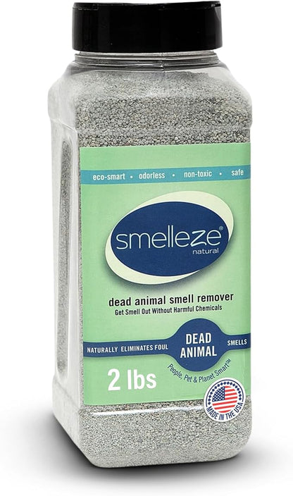 SMELLEZE Natural Dead Animal Odor Removal 2 lbs Granules: Eliminate Dead Rat, Mice, Squirrel, Chipmunk, Raccoon & Bat Smell. Safe for Indoor & Outdoor Use