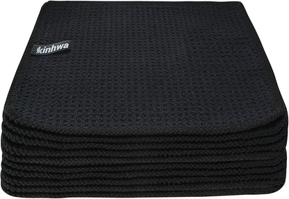 KinHwa Dish Cloths for Washing Dishes Kitchen Towels Microfiber Dish Towels for Kitchen Dish Towels Absorbent 8inch x 8inch 6 Pack (Black, 8in x 8in 10 PC)