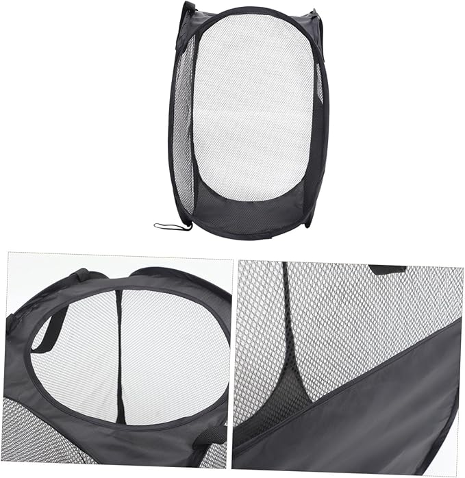 HEALLILY Large Capacity Laundry Basket Portable Laundry Bin Mesh Lid for Dorm Home Bathroom Washroom