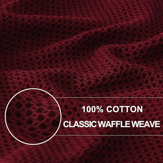 Homaxy 100% Cotton Waffle Weave Kitchen Dish Cloths, Ultra Soft Absorbent Quick Drying Dish Towels, 12 x 12 Inches, 6-Pack, Burgundy