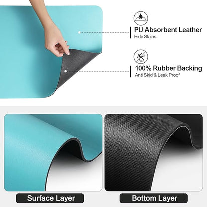 Ecotrim - Dish Drying Mat for Kitchen Counter | Coffee Bar Mat for Countertops | Heat Resistant Drainer Mat with Non-slip Rubber Backed | Hide Stain Kitchen Absorbent Draining Mat | Turquoise 18"x32"