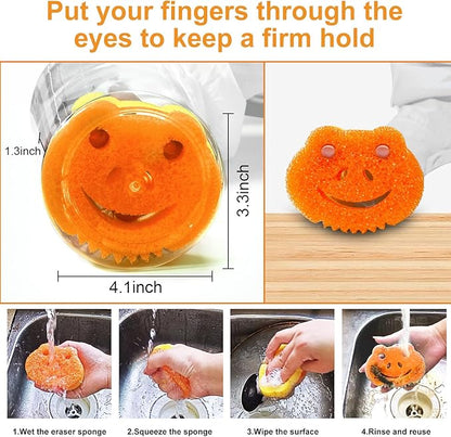 SmilePowo 5 Pack Scrub Sponge, Dual-Sided Temperature Controlled Kitchen Sponge for Dishes, Frog Bulk Sponges Household Cleaning Pads,Multi-Functional Premium Cleaning Sponges