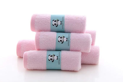 HIPHOP PANDA Baby Washcloths, Rayon Made from Bamboo - 2 Layer Ultra Soft Absorbent Newborn Bath Face Towel - Reusable Baby Wipes for Delicate Skin - Pink, 12 Pack