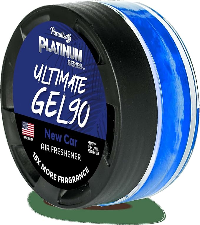 Paradise Air Platinum Series Ultimate Gel 90 Air Freshener, Net Weight 30g (4 Pack, New Car)
