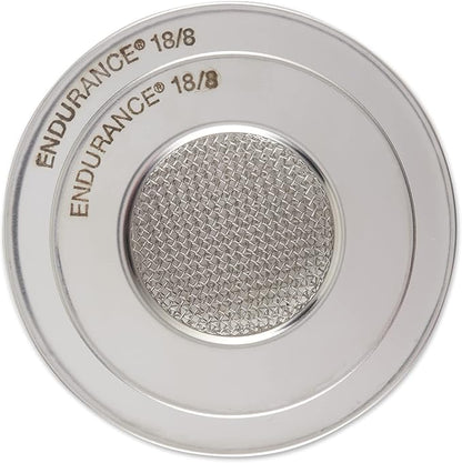 RSVP International Stainless Steel Kitchen Sink Strainer, Food Scrap Trap, Dishwasher Safe, Stainless Steel, Strainer Set of 2 Assorted