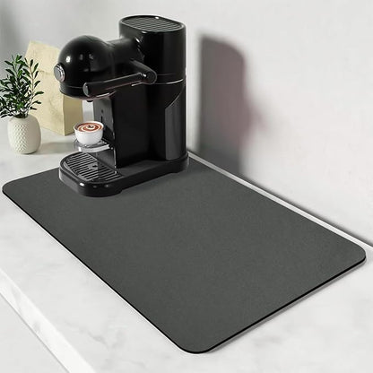 Bloss Coffee Bar Mat for Countertops, Grey Dish Drying Mat for Multiple Usage, Kitchen Counter Mat, Absorbent Hide Stain Rubber Backed Dish Drying Pad / 16.1"x24.1"