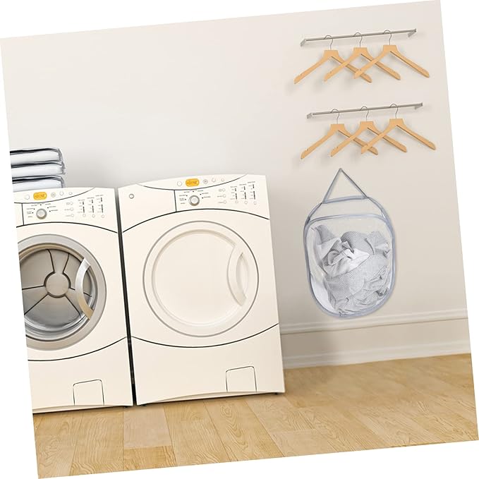 MAGICLULU 1pc Hanging Laundry Bag Foldable Gray Storage Basket for Clothes Multifunctional Wall-mounted Organizer for Bathroom Bedroom Dormitory Use