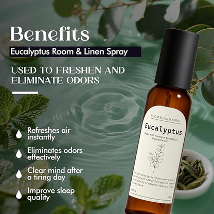 Eucalyptus Fragrance Room Spray, Long Lasting Air Fresheners for Home, Room Air Freshener & Odor Eliminator, 2 x 4.06 fl oz