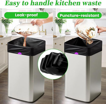 Trash Bags 15 Gallon Tall Kitchen Drawstring Garbage Bags,Fit 13-15 Gal Bins,Extra Strong&Leak-Proof,Unscented&Recyclable Trash Can Liners for Home Office Industrial Bathroom Garden Lawn(Black)