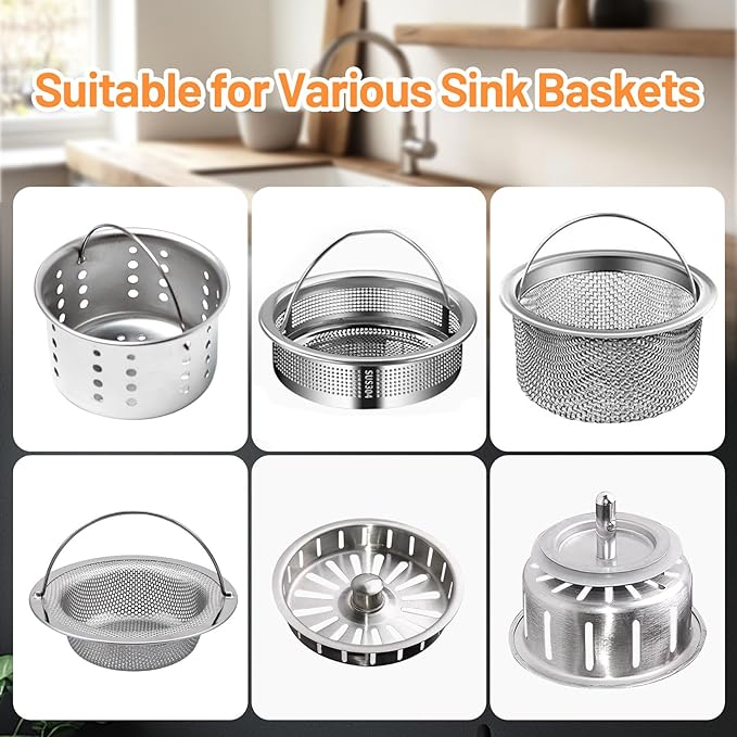 RAINFLOW 400 PCS Disposable Kitchen Mesh Sink Strainer Bag - Kitchen Sink Food Catcher Mesh Bag Elastic Net Drain Hair Catcher Strainer Bags for Drain Anti-Clogging Collecting Food Waste (4 x 4 Inch)