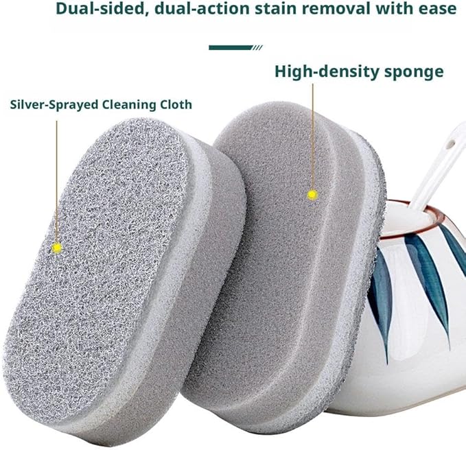 5 Pack Heavy Duty Cleaning Sponges Eraser for Kitchen Bathroom and Home Use, Multipurpose Emery Scrubber Pads, Durable Dish Scrubbing Sponge for Sink Pot Pan Tub Shower (Silvery)