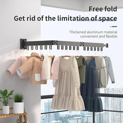 HYGRAD BUILT TO SURVIVE Clothes Drying Rack Wall Mounted Clothes Drying Airer Rack, Retractable Fold Away Laundry Drying Rack Outdoor & Indoor Neat Formal Drying Rack (Three Rod - 114cm Long)