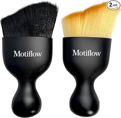 2 PCS Car Interior Detailing Brush, Car Detailing Supplies Soft Bristle Detailing Brush, Car Interior Cleaning Tool, Auto Detailing Brush Car Dashboard Cleaning Duster Brush (Black&Yellow)