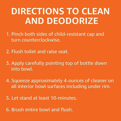 Amazon Basics Toilet Bowl Cleaner with Cling Action Formula, Bleach, Fresh Scent, 24 Fl Oz, Pack of 2, Packaging May Vary