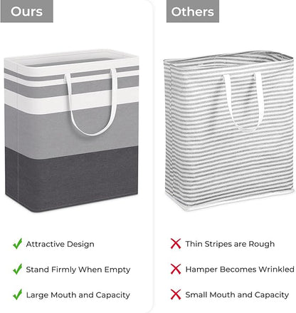 HomeHacks 4-Pack Large Laundry Basket, Waterproof, Freestanding Laundry Hamper, Collapsible Tall Clothes Hamper with Extended Handles for Clothes in the Dorm and Family-(Gradient Grey, 100L)