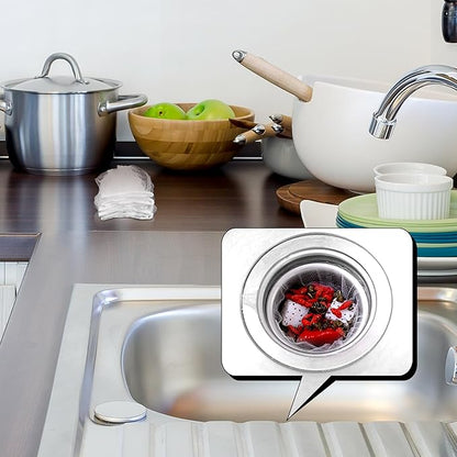 Suclain 500 Pcs Disposable Mesh Sink Strainer Bags, Elastic Kitchen Sink Strainer Filter Mesh Trash Bag Anti Clogging, Fits Most Sizes of Sink Strainer (4 x 4 Inch)