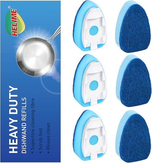 Dishwand Refills Sponges Refill, Dish Wand Replacement Heads, Heavy Duty Scrub Dots Brushes Soap Dispenser, Non Scratch Dispensing Scrubbers, Dishwashing Cleaning Supplies Kitchen Sink Dishwasher Tool