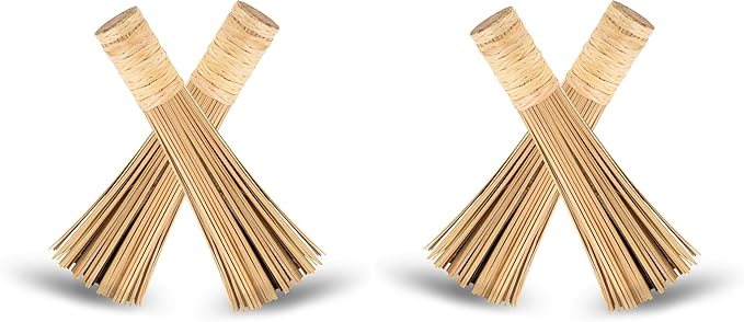 Restaurantware-Motomori 11 Inch Cleaning Whisk, 1 Traditional Wok Brush - Stiff Whisks, Ergonomic Handle, Bamboo Pot Scraper, Suitable For Cleaning Wok, Pan, Grill, Pot, Dish, And More (Pack of 2)