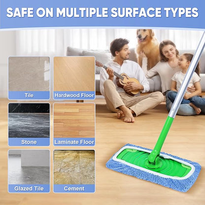 6-Pack Reusable Mop Pads Compatible with Sweeper Mop - 100% Coral Fleece Washable Refills - Microfiber Dry & Wet Sweeping Cloths for Multi-Surface/Hardwood Floor Cleaning- Blue