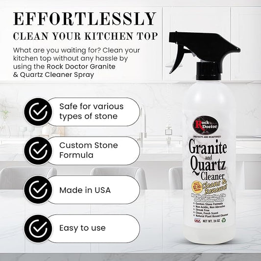 Rock Doctor Granite & Quartz Cleaner Spray 24 oz.Can, Cleans Tile, Marble, Kitchen Countertop, and Natural Stone Surfaces, Streak-Free Shine Pack of 2