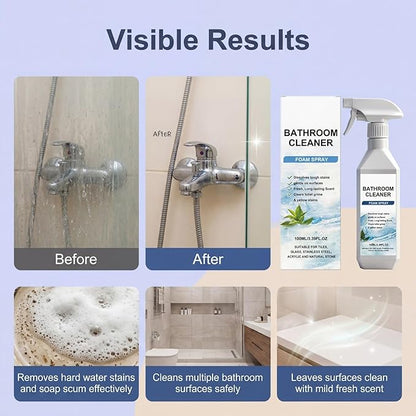 Scale Remover Bathroom Cleaner, Bathroom Cleaner Foam Spray for Shower, Glass, Stainless Steel, Tiles, Glass and Toilet, 3.38OZ (1Pcs)