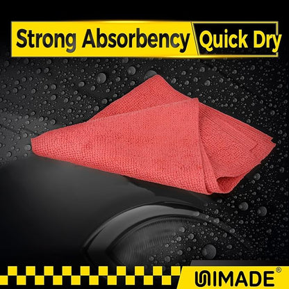 Microfiber Cleaning Cloth, 24 Pack Reusable Microfiber Towels for Cars Lint Free Cleaning Shop Towel Rags for Home Kitchen Automotive Bar Mechanic Restaurant Garage, 11"x 12", Red