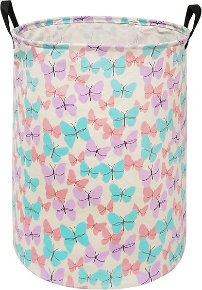 MAIZMZ Storage Bins Toys Box Kids Baby Hamper Waterproof Laundry Basket Canvas Collapsible Gift Organizer Bin for Home/Dorm/Kitchen/Pet/Office/Closet/Shelf/Gift Baskets(Butterfly)