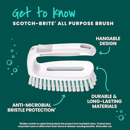 Scotch-Brite All Purpose Brush, For Tile Floors and Walls, Shower Doors, Tubs, Bathroom Fixtures, and More, 6 Count