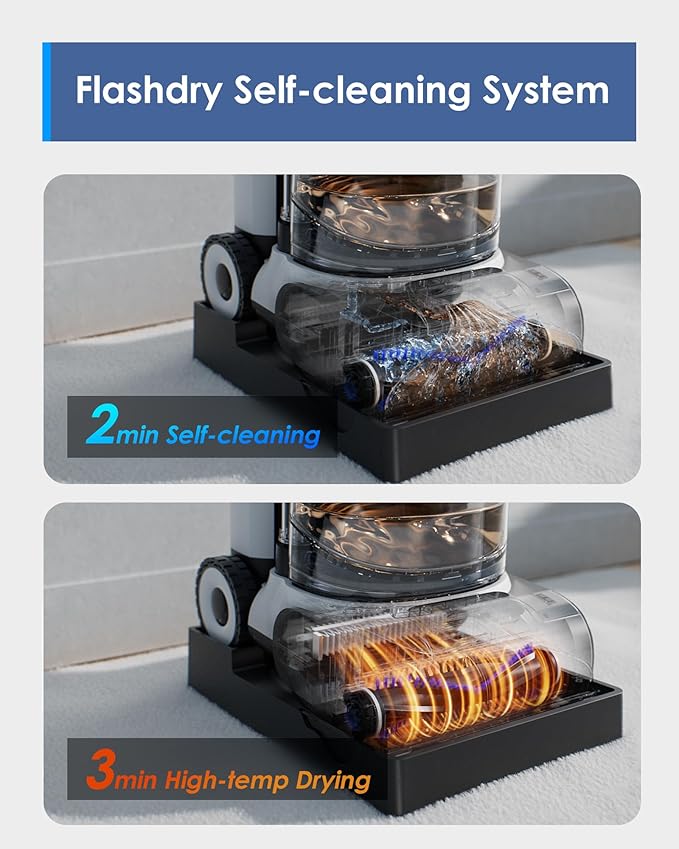 Tineco CARPET ONE Cruiser Smart Carpet Cleaner, Self-Cleaning and FlashDry, Deep Cleaning for Pet, Carpet and Upholstery, 167℉ PowerDry, 130W Powerful suction SmoothPower