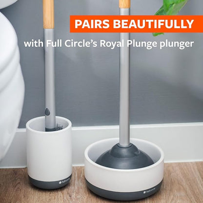 Full Circle Scrub Queen, Bathroom Toilet Brush with Ceramic Holder and Instant-Dry Coating for Mold & Mildew Prevention, More Hygenic Toilet Cleaning Scrubber, Replaceable Head, White