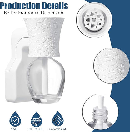 2 Pieces Wall Plug-in Diffuser Fragrance Plug with 4 Pieces Empty Bottles for Spreading Essential Oils Home Bathroom (White)