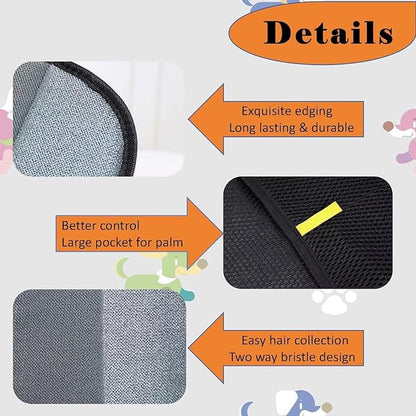 Pet Hair Removal Glove for Cats & Dogs, Electrostatic Grooming Gloves for Pet Hair, Reusable Double Sided Static Hair Remover for Couch, Furniture, Carpet & Car Seat (1 PCS)