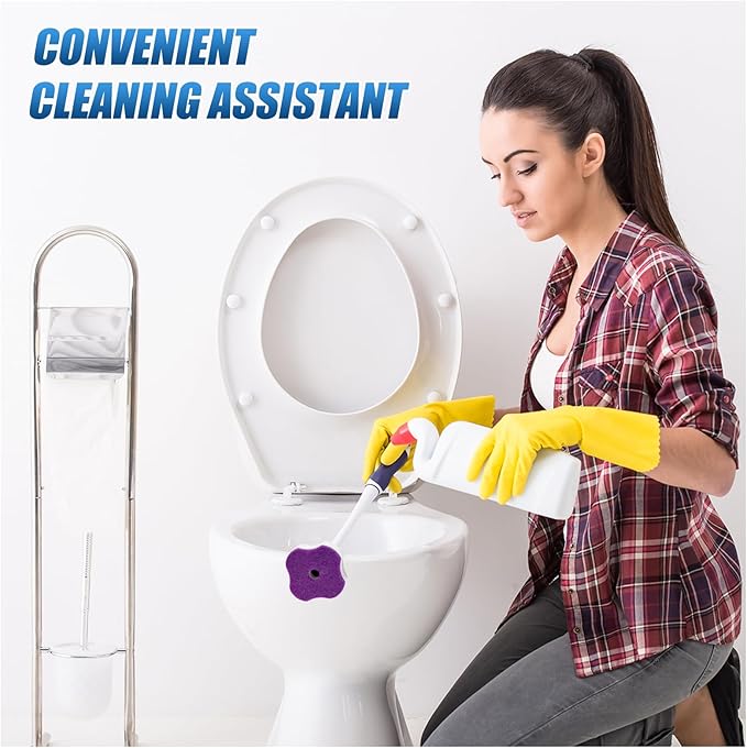 50 PCS Toilet Bowl Wand Refills, Replacement Heads for Bathroom Washroom Cleaning Pads, Disposable Toilet Brush Refills Compatible with Household Brush Scrubber Cleaning Refill Lavender Breeze Purple